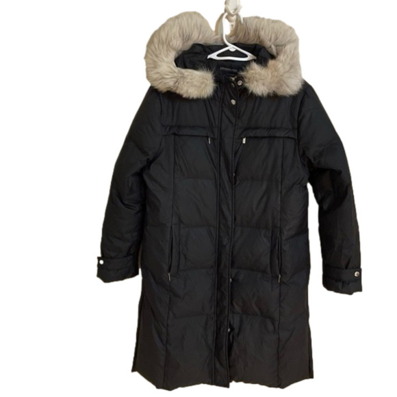 London Fog Down Waterfowl Feathers Faux Fur Knee length Side Zip Hood… - Picture 1 of 15